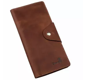 Бумажник мужской вертикальный из винтажной кожи на кнопках SHVIGEL 16181 Коричневый
