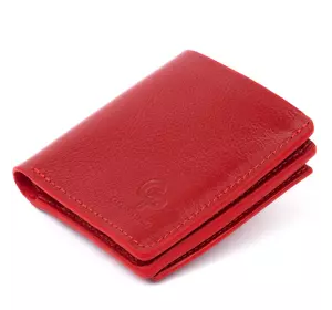 Вертикальное глянцевое портмоне с накладной монетницей GRANDE PELLE 11331 Красное