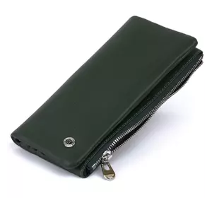 Вертикальный кошелек на кнопке унисекс ST Leather 19207 Зеленый