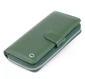 Вертикальный вместительный кошелек из кожи унисекс ST Leather 19304 Зеленый