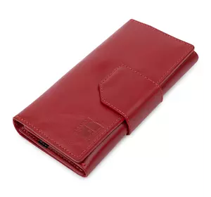 Шикарный женский кошелек в три сложения GRANDE PELLE 11564 Красный