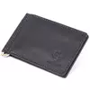 Стильное портмоне с зажимом для денег без застежки винтажное GRANDE PELLE 11296 Черное