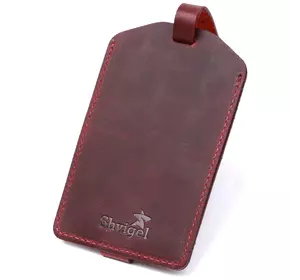 Матовая винтажная кожаная бирка на чемодан Shvigel 16558 Бордовый