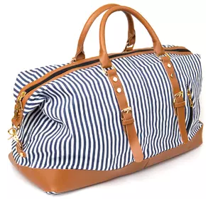 Дорожная сумка текстильная женская в полоску Vintage 20667 Белая