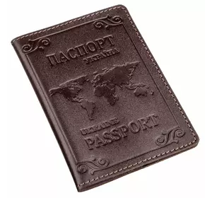 Кожаная обложка на паспорт с картой и рамкой SHVIGEL 13983 Коричневая