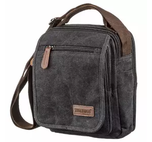 Универсальная текстильная мужская сумка на два отделения Vintage 20199 Черная