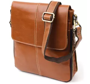 Вертикальная мужская сумка Vintage 20830 кожаная Коричневый