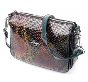 Фактурная женская сумка на плечо KARYA 20885 кожаная Зеленый