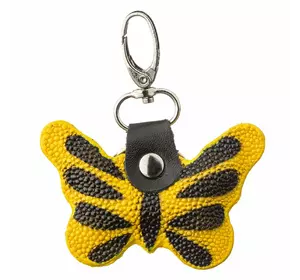 Брелок сувенир бабочка STINGRAY LEATHER 18538 из натуральной кожи морского ската Желтый