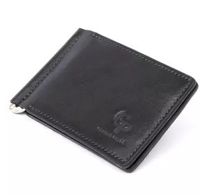  Стильное портмоне с зажимом для денег без застежки в гладкой коже GRANDE PELLE 11297 Черное