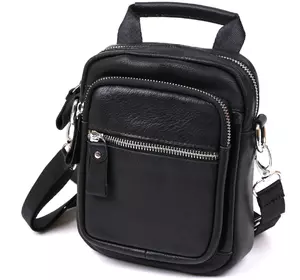 Компактная мужская сумка из натуральной кожи Vintage 20477 Черный