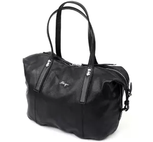 Вместительная женская сумка с ручками KARYA 20865 кожаная Черный