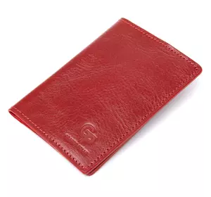 Красивая кожаная обложка на паспорт GRANDE PELLE 11480 Красный