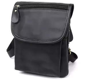 Кожаная небольшая мужская сумка через плечо Vintage 20467 Черный