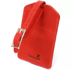Винтажная кожаная бирка на чемодан Shvigel 16556 Красный