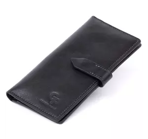 Вертикальный бумажник глянцевый Anet на кнопке GRANDE PELLE 11324 Черный