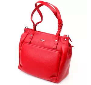 Яркая и вместительная женская сумка с ручками KARYA 20880 кожаная Красный