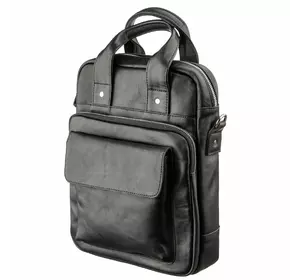 Мужская сумка под А4 вертикального формата в гладкой коже 11165 SHVIGEL, Черная