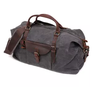 Стильная дорожная сумка с карманом Vintage 20114 Серая
