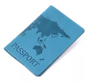 Стильная кожаная обложка на паспорт Shvigel 16552 Бирюзовый